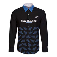 New Zealand Silver Fern Cricket Custom Long Sleeve Button Shirt Black Cap T20 Version - Polynesian Pride
