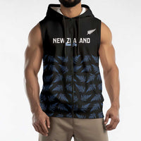 New Zealand Silver Fern Cricket Custom Sleeveless Zip Hoodie Black Cap T20 Version LT14 - Polynesian Pride