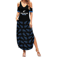 New Zealand Silver Fern Cricket Custom Summer Maxi Dress Black Cap T20 Version LT14 Women Black - Polynesian Pride