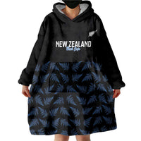 New Zealand Silver Fern Cricket Custom Wearable Blanket Hoodie Black Cap T20 Version - Polynesian Pride