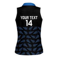 New Zealand Silver Fern Cricket Custom Women Sleeveless Polo Shirt Black Cap T20 Version - Polynesian Pride
