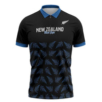 New Zealand Silver Fern Cricket Custom Zipper Polo Shirt Black Cap T20 Version LT14 Black - Polynesian Pride