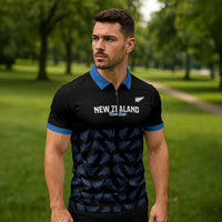 New Zealand Silver Fern Cricket Custom Zipper Polo Shirt Black Cap T20 Version LT14 - Polynesian Pride