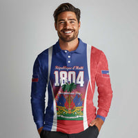 Personalized Haiti 1804 Long Sleeve Polo Shirt Happy Ayiti Independence Day LT14 - Polynesian Pride