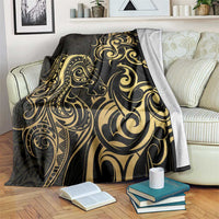 Gold And Black Aotearoa Horse Racing Blanket NZ Maori Pattern LT14 Black - Polynesian Pride