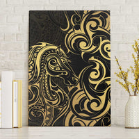 Gold And Black Aotearoa Horse Racing Canvas Wall Art NZ Maori Pattern LT14 Without Frame Black - Polynesian Pride