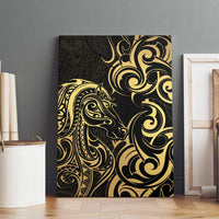 Gold And Black Aotearoa Horse Racing Canvas Wall Art NZ Maori Pattern LT14 - Polynesian Pride