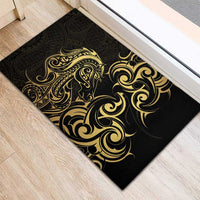 Gold And Black Aotearoa Horse Racing Rubber Doormat NZ Maori Pattern LT14 - Polynesian Pride