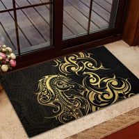Gold And Black Aotearoa Horse Racing Rubber Doormat NZ Maori Pattern LT14 - Polynesian Pride