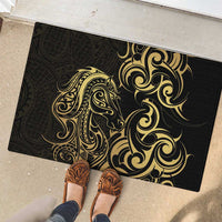 Gold And Black Aotearoa Horse Racing Rubber Doormat NZ Maori Pattern LT14 - Polynesian Pride