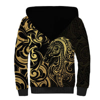 Gold And Black Aotearoa Horse Racing Sherpa Hoodie NZ Maori Pattern LT14 - Polynesian Pride