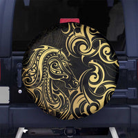 Gold And Black Aotearoa Horse Racing Spare Tire Cover NZ Maori Pattern LT14 - Polynesian Pride