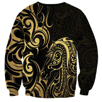 Gold And Black Aotearoa Horse Racing Sweatshirt NZ Maori Pattern LT14 - Polynesian Pride