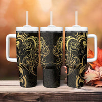 Gold And Black Aotearoa Horse Racing Tumbler With Handle NZ Maori Pattern LT14 - Polynesian Pride