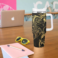 Gold And Black Aotearoa Horse Racing Tumbler With Handle NZ Maori Pattern LT14 - Polynesian Pride
