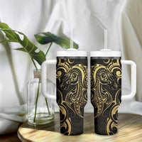 Gold And Black Aotearoa Horse Racing Tumbler With Handle NZ Maori Pattern LT14 - Polynesian Pride