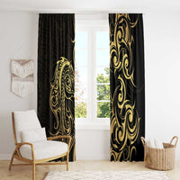 Gold And Black Aotearoa Horse Racing Window Curtain NZ Maori Pattern LT14 - Polynesian Pride