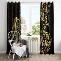 Gold And Black Aotearoa Horse Racing Window Curtain NZ Maori Pattern LT14 - Polynesian Pride