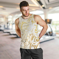 Gold And White Aotearoa Horse Racing Men Tank Top NZ Maori Pattern LT14 White - Polynesian Pride