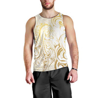 Gold And White Aotearoa Horse Racing Men Tank Top NZ Maori Pattern LT14 - Polynesian Pride