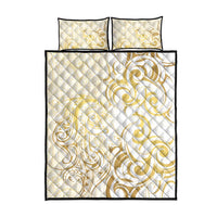 Gold And White Aotearoa Horse Racing Quilt Bed Set NZ Maori Pattern LT14 - Polynesian Pride