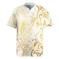 Gold And White Aotearoa Horse Racing Rugby Jersey NZ Maori Pattern LT14 White - Polynesian Pride