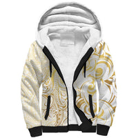 Gold And White Aotearoa Horse Racing Sherpa Hoodie NZ Maori Pattern LT14 Unisex White - Polynesian Pride