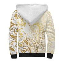 Gold And White Aotearoa Horse Racing Sherpa Hoodie NZ Maori Pattern LT14 - Polynesian Pride