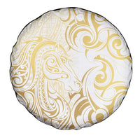 Gold And White Aotearoa Horse Racing Spare Tire Cover NZ Maori Pattern LT14 - Polynesian Pride