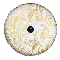 Gold And White Aotearoa Horse Racing Spare Tire Cover NZ Maori Pattern LT14 - Polynesian Pride