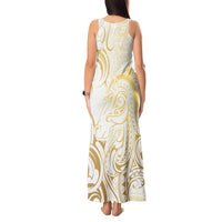 Gold And White Aotearoa Horse Racing Tank Maxi Dress NZ Maori Pattern LT14 - Polynesian Pride