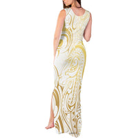 Gold And White Aotearoa Horse Racing Tank Maxi Dress NZ Maori Pattern LT14 - Polynesian Pride