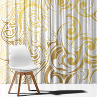 Gold And White Aotearoa Horse Racing Window Curtain NZ Maori Pattern LT14 - Polynesian Pride