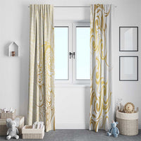 Gold And White Aotearoa Horse Racing Window Curtain NZ Maori Pattern LT14 - Polynesian Pride