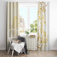 Gold And White Aotearoa Horse Racing Window Curtain NZ Maori Pattern LT14 - Polynesian Pride