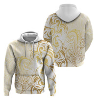Gold And White Aoteara Horse Racing Zip Hoodie NZ Maori Pattern
