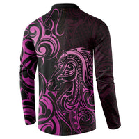 Pink Aoteara Horse Racing Button Sweatshirt NZ Maori Pattern