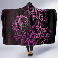 Pink Aotearoa Horse Racing Hooded Blanket NZ Maori Pattern LT14 One Size Pink - Polynesian Pride