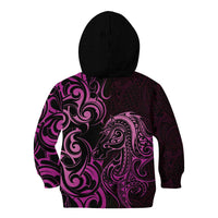 Pink Aoteara Horse Racing Kid Hoodie NZ Maori Pattern