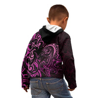 Pink Aoteara Horse Racing Kid Hoodie NZ Maori Pattern