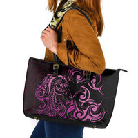 Pink Aotearoa Horse Racing Leather Tote Bag NZ Maori Pattern LT14 Pink - Polynesian Pride