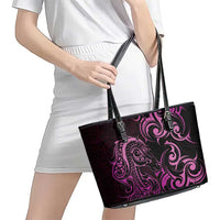 Pink Aotearoa Horse Racing Leather Tote Bag NZ Maori Pattern LT14 - Polynesian Pride