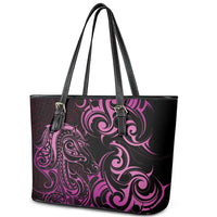 Pink Aotearoa Horse Racing Leather Tote Bag NZ Maori Pattern LT14 - Polynesian Pride