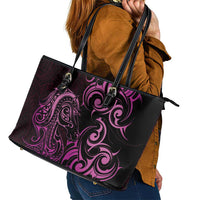 Pink Aotearoa Horse Racing Leather Tote Bag NZ Maori Pattern LT14 - Polynesian Pride