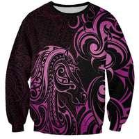 Pink Aotearoa Horse Racing Sweatshirt NZ Maori Pattern LT14 Unisex Pink - Polynesian Pride