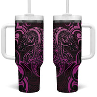 Pink Aotearoa Horse Racing Tumbler With Handle NZ Maori Pattern LT14 One Size: 40 oz Pink - Polynesian Pride