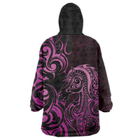 Pink Aotearoa Horse Racing Wearable Blanket Hoodie NZ Maori Pattern LT14 - Polynesian Pride