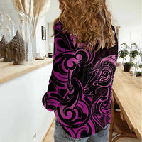Pink Aotearoa Horse Racing Women Casual Shirt NZ Maori Pattern LT14 - Polynesian Pride