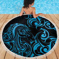 Blue Aotearoa Horse Racing Beach Blanket NZ Maori Pattern LT14 - Polynesian Pride