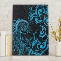 Blue Aotearoa Horse Racing Canvas Wall Art NZ Maori Pattern LT14 Without Frame Blue - Polynesian Pride